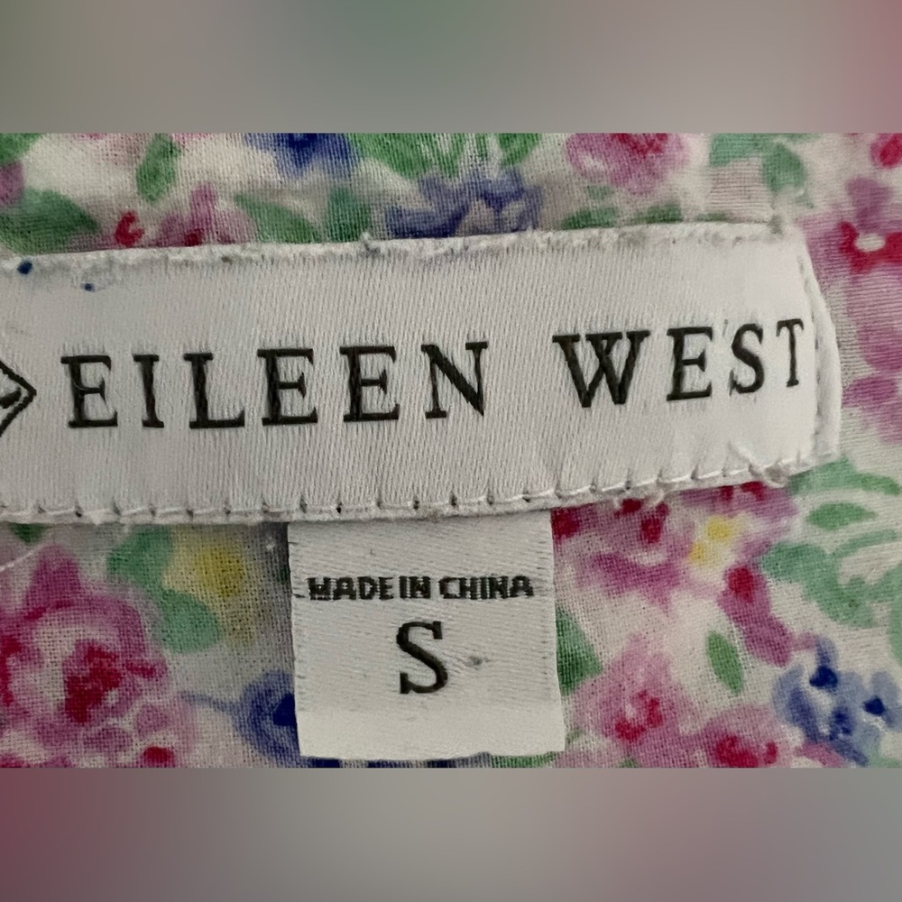 Eileen West Floral Cotton Nightgown Dress Cottagecore Prairie Lace Trim Size S - Picture 4 of 5